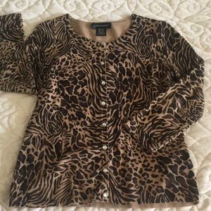 EUC Cable & gauge Animal Print Button-Up Cardigan